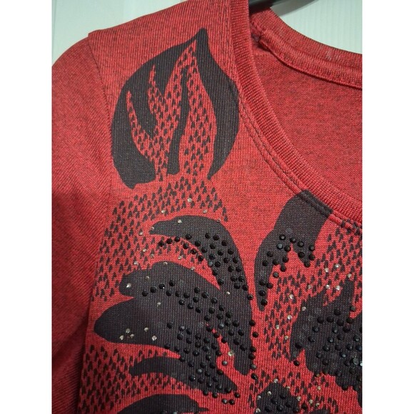 Women's Onque Casual 3/4 Sleeve Red Studded Top Blouse Size S - Picture 4 of 7